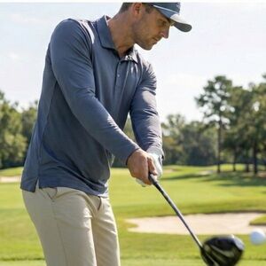 Adidas Men's Navy Long Sleeve Polo Shirt